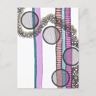 Carte Postale Aller avec le flux, girly abstraite aquarelle,