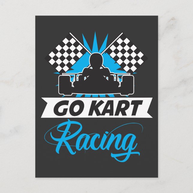 Carte Postale Aller Kart Racing Silhouette Drapeau Gagnant du bu (Devant)