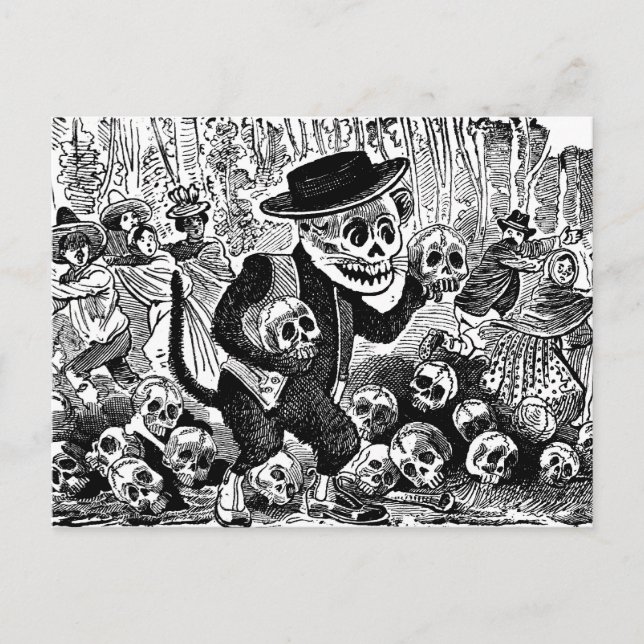 Carte Postale Alley Cat Calavera c. début des années 1900 Mexiqu (Devant)