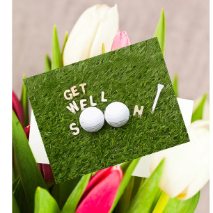 Carte Postale Allez-vous bien bientôt au golf avec balle de golf