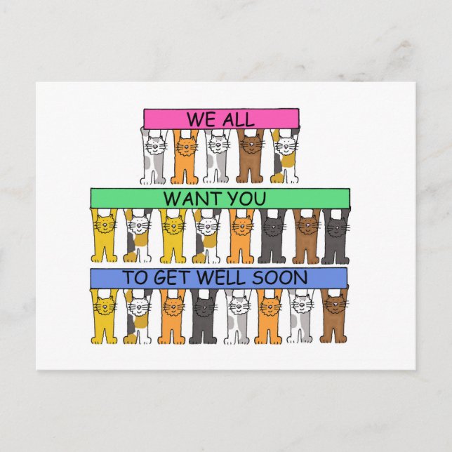 Carte Postale Allez-vous bien Bientôt Chats de nous tous (Devant)