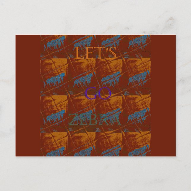 Carte Postale Allez Zebra Safari Art Imprimer/Graphique (Devant)