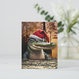 Carte Postale Alligator amusant à Santa Hat