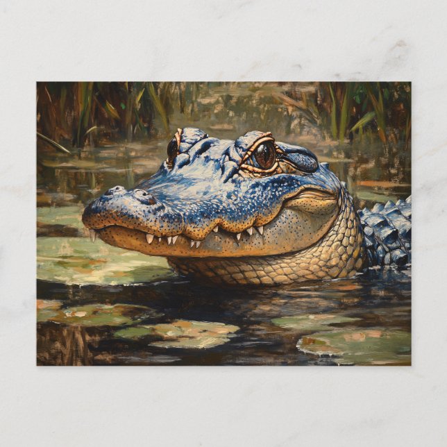 Carte Postale Alligator dans les Everglades Wildlife Art (Devant)