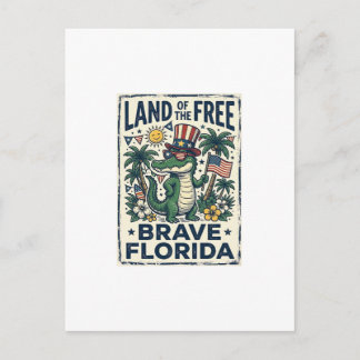 Carte Postale Alligator de Floride Patriotique 4 juillet