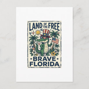 Carte Postale Alligator de Floride Patriotique 4 juillet
