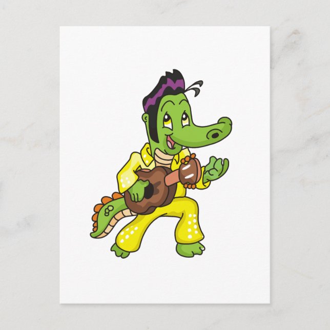 Carte Postale Alligator King avec T-shirts et cadeaux de guitare (Devant)