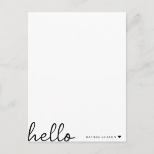 Carte Postale Allo minimal Coeur moderne propre blanc simple
