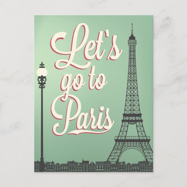 Carte Postale Allons à Paris Vintage (Devant)
