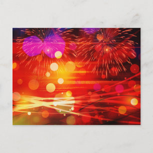 Carte Postale Allumez le ciel Rayons lumineux et feux d'artifice