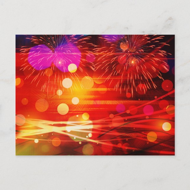 Carte Postale Allumez le ciel Rayons lumineux et feux d'artifice (Devant)