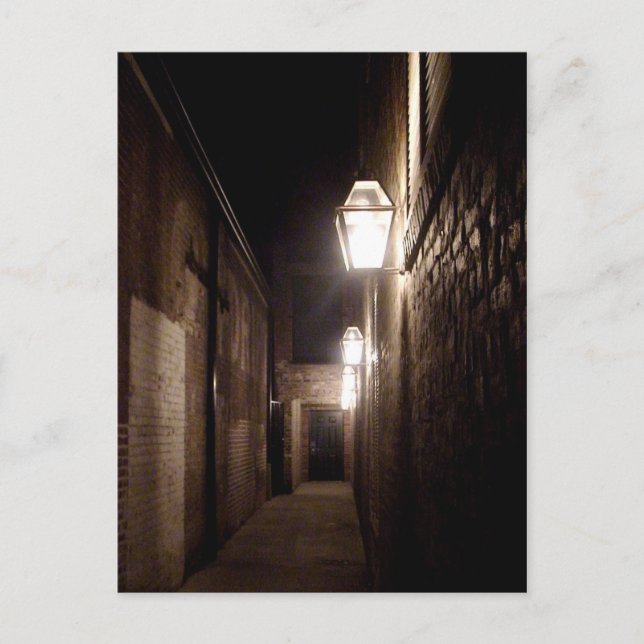 Carte Postale Ally à Natchitoches, Louisiane avec lampes à gaz P (Devant)