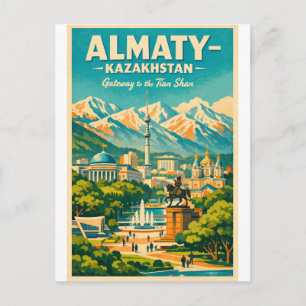 Carte Postale Almaty ville, Kazakhstan Voyage vintage