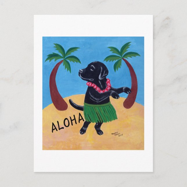 Carte Postale Aloha Black Labrador (Devant)