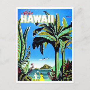 Carte Postale Aloha Hawaï, île tropicale, voyage aérien vintage