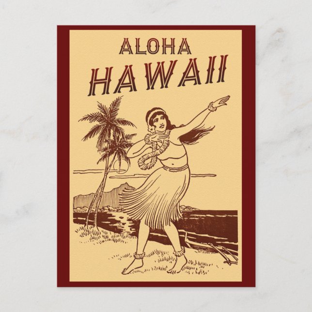 Carte Postale Aloha Hawaii Hula Girl (Devant)
