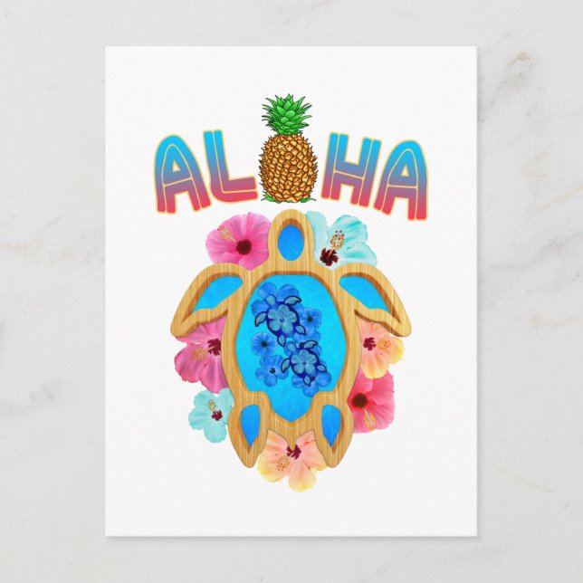 Carte Postale Aloha Tropical Honu Sea Turtle (Devant)