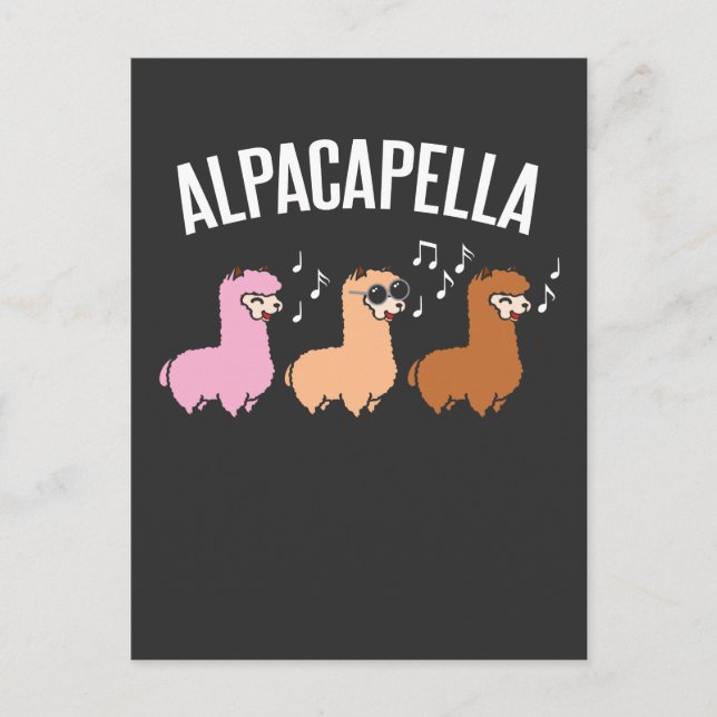 Carte Postale Alpacapella Acapella Alpaca Llama Musicien de musi (Devant)