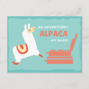 Carte Postale Alpaga Blanc Drôle de Voyage