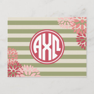 Carte Postale Alpha Chi Omega   Motif Rayure Monogramme
