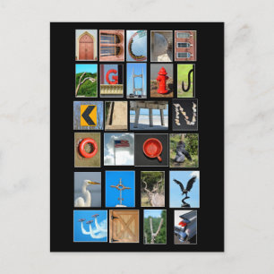 Carte Postale Alphabet épelé avec lettres d'images