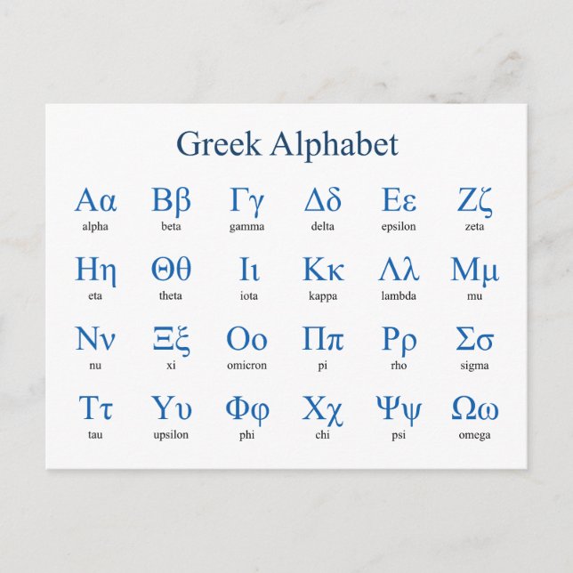 Carte Postale Alphabet grec horizontal (Devant)