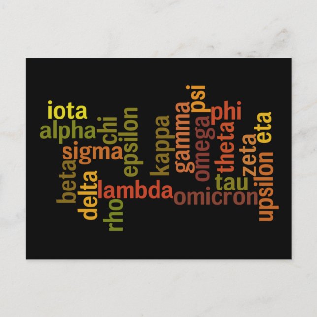 Carte Postale Alphabet grec (Nuage de mots) (Devant)
