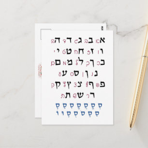 Carte Postale Alphabet hébreu avec couleur d'éducation juive Nik