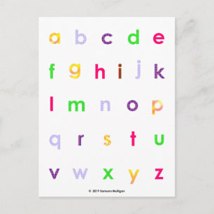 Carte Postale Alphabet Lettres Coques inférieures