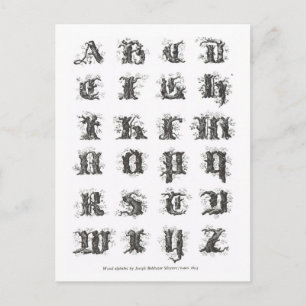 Carte Postale Alphabet Päris 1843