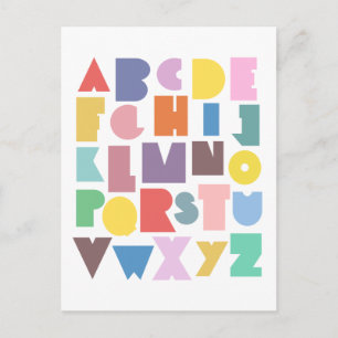 Carte Postale Alphabet rétro géométrique