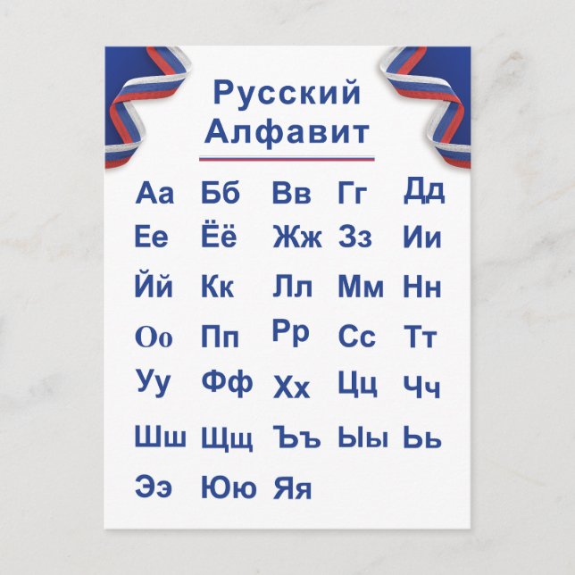 Carte Postale Alphabet russe (Devant)