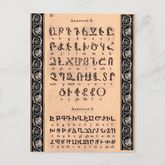 Carte postale alphabétique arménienne (Devant)