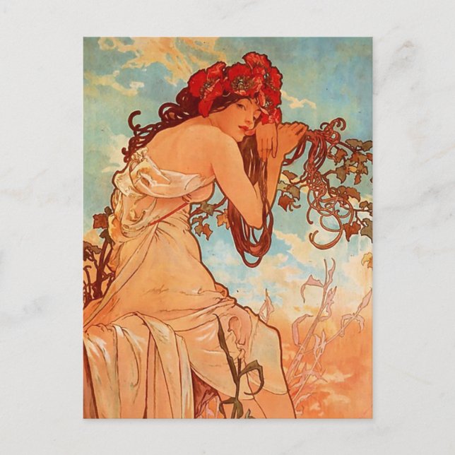 Carte Postale Alphons Mucha - Les quatre saisons - ÉTÉ (Devant)