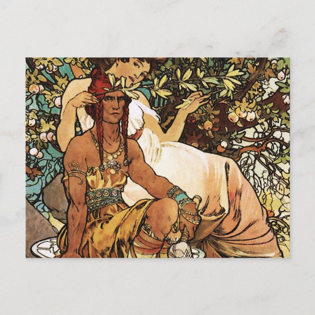 Carte Postale Alphonse (Alfons) Mucha - Art Nouveau - Manhood (Devant)