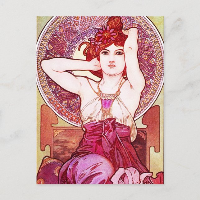 Carte postale Alphonse Mucha Amethyst (Devant)