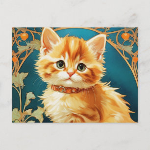 Carte Postale Alphonse Mucha Art Nouveau Chat