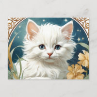 Alphonse Mucha Art Nouveau Kitten