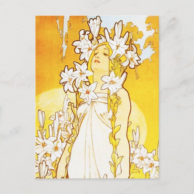 Carte postale Alphonse Mucha Lily (Devant)