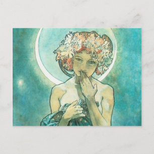 Carte Postale Alphonse Mucha Lune Clair De Lune Art Nouveau