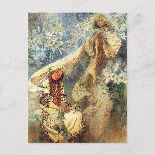 Carte Postale Alphonse Mucha Madonna of the Lilie Postcard (Devant)