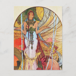 Carte Postale Alphonse Mucha Peacock