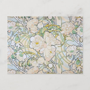 Carte Postale Alphonse Mucha Peonies