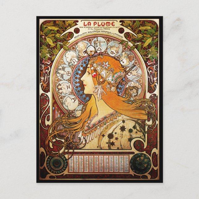 Carte Postale Alphonse Mucha Zodiac (Devant)