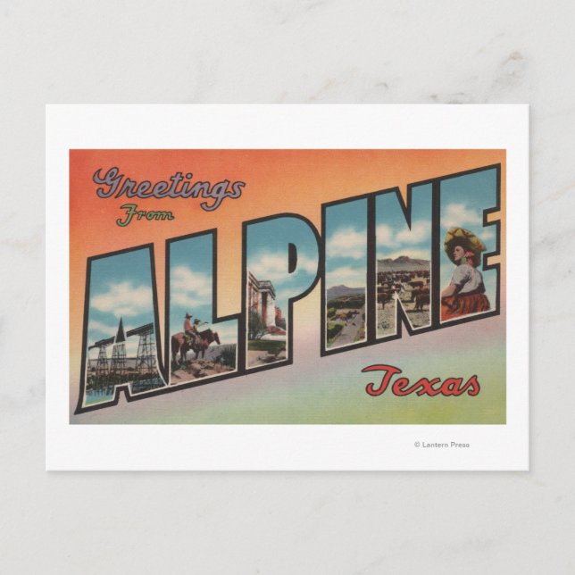 Carte Postale Alpine, TexasScènes de grandes lettresAlpine, TX (Devant)