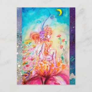 Carte Postale ALTHEA /Fée Whimsical sur la Fleur Rose