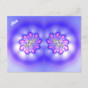 Carte Postale ALVA ~ Conception de fractale 3D ~ Rose Bleu Mauve