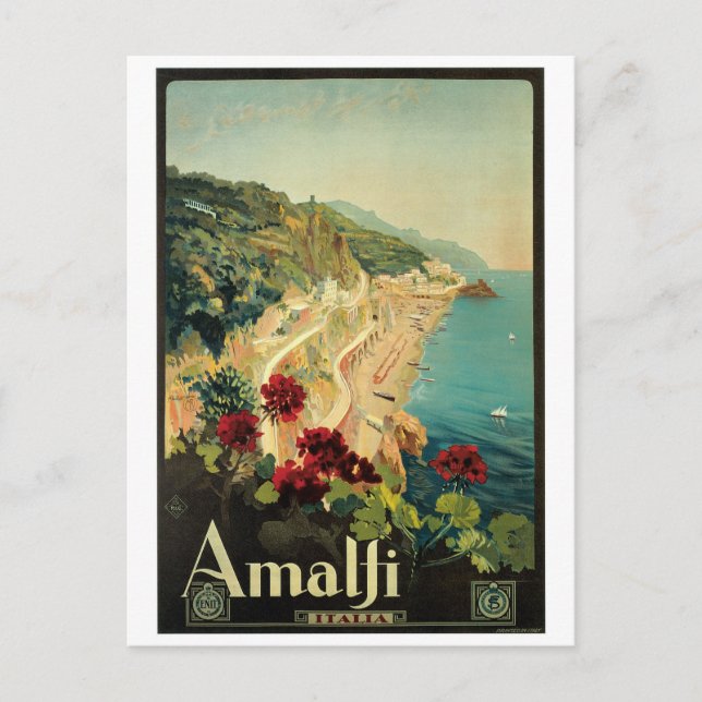 Carte Postale Amalfi, Italie poster vintage (Devant)