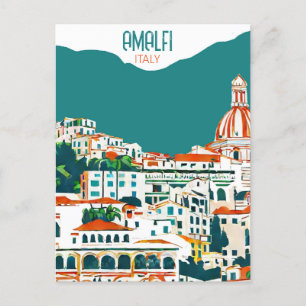 Carte Postale Amalfi Italie Retro Voyage Art Vintage