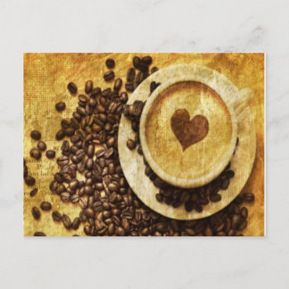 Carte Postale Amant chic de café de grains de café de cappuccino